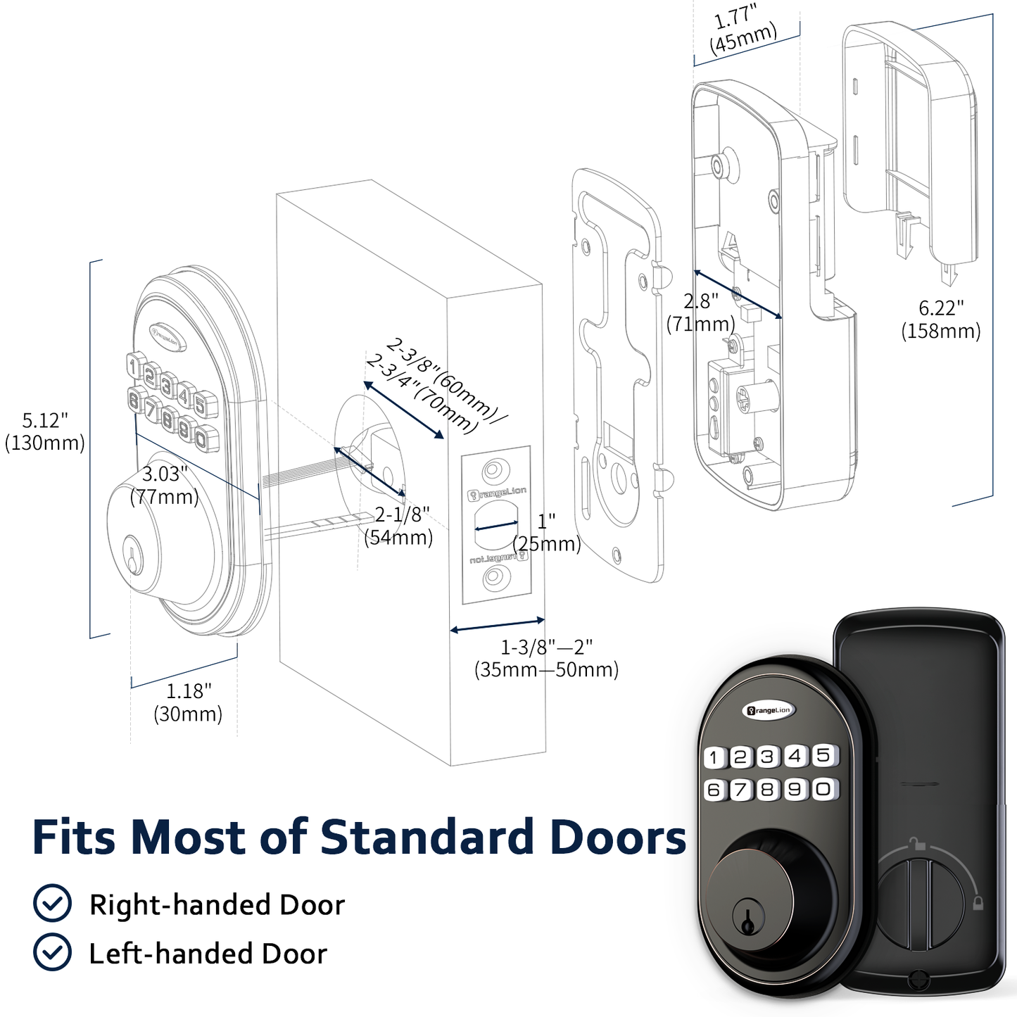 OrangeLion OL01 Keypad Deadbolt, Aged Bronze