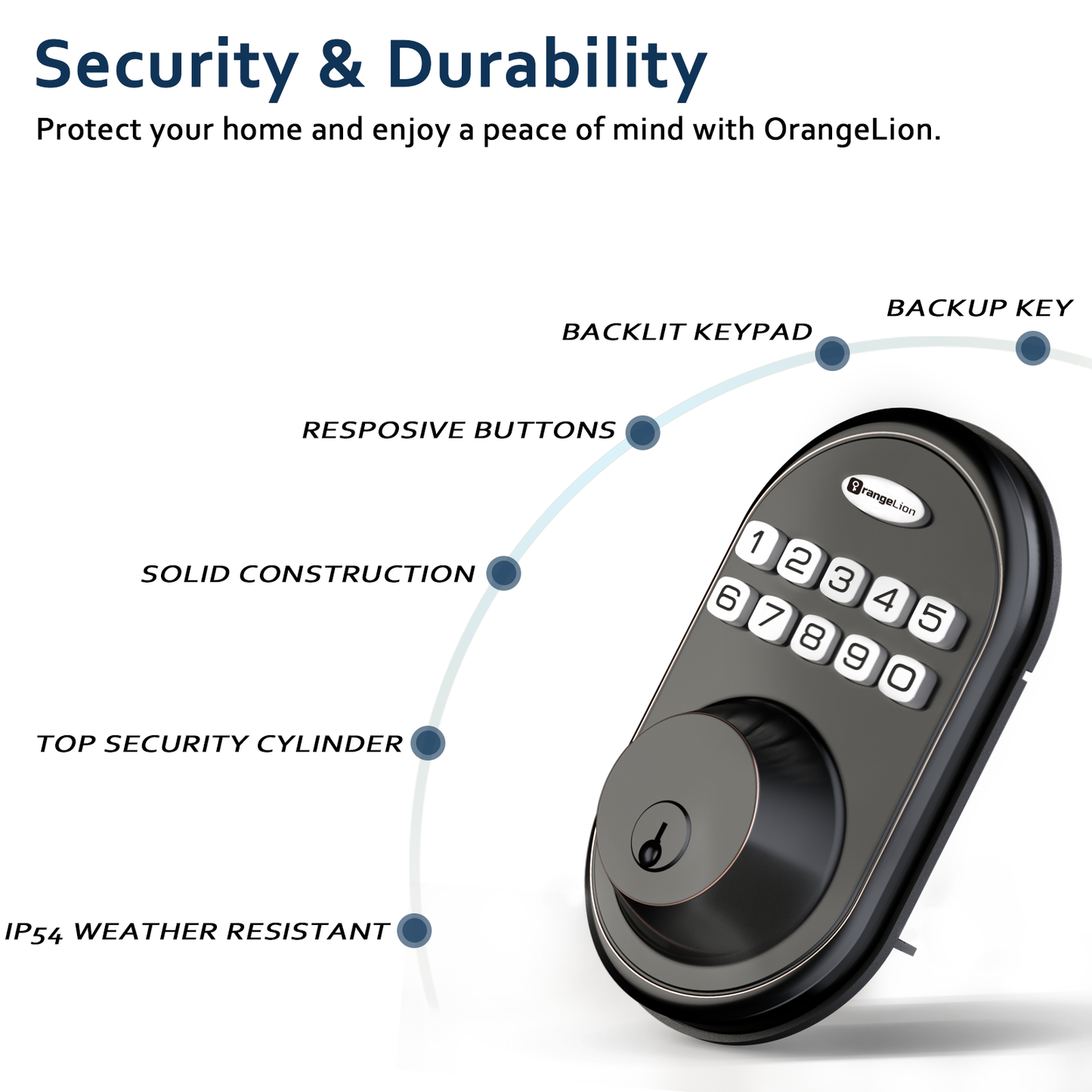 OrangeLion OL01 Keypad Deadbolt, Aged Bronze