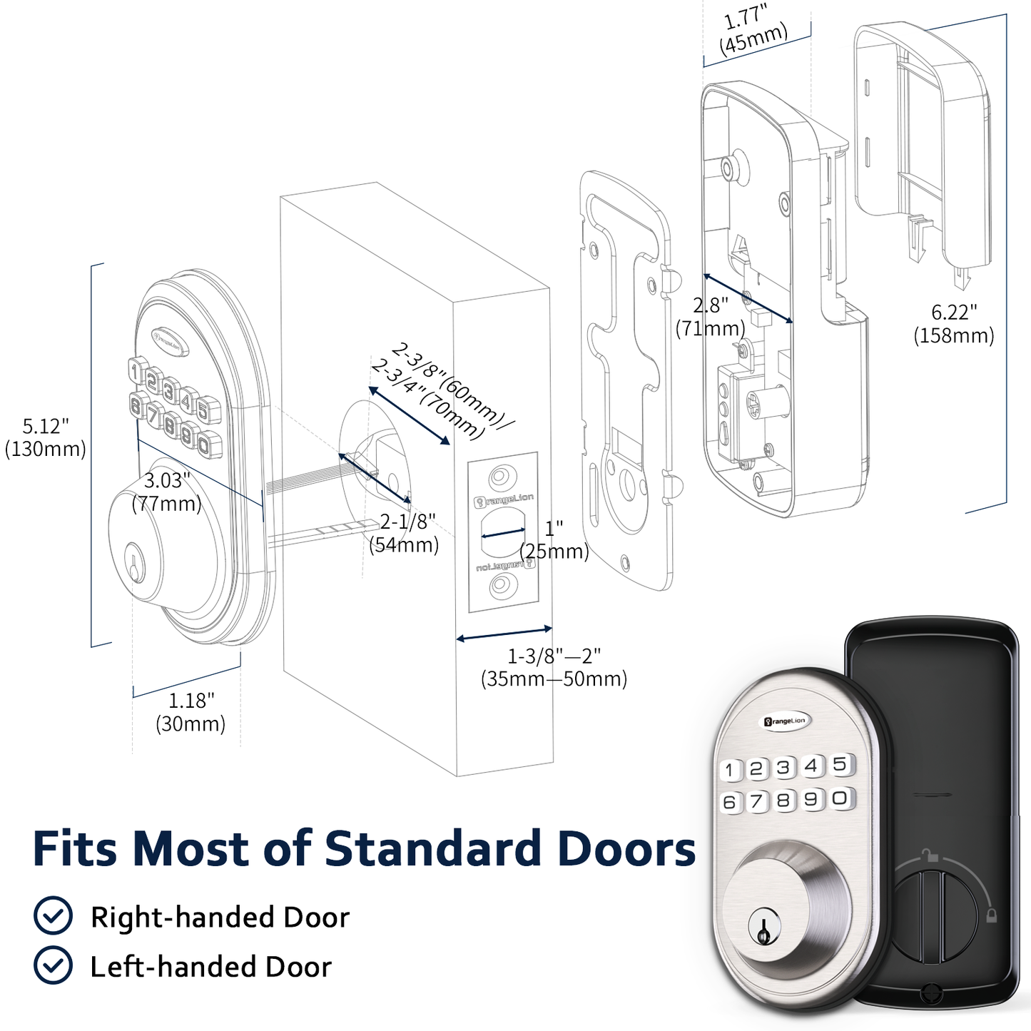 OrangeLion OL01 Keypad Deadbolt, Satin Nickel